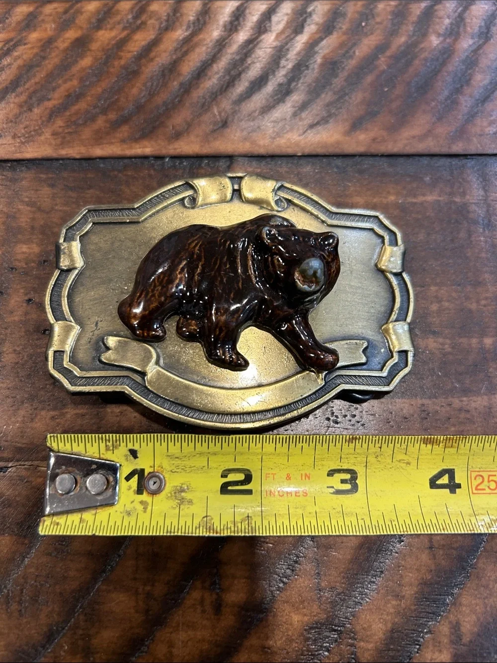 Raintree 1970’s Bear Brass-Tone Belt Buckle in Brown and Gold